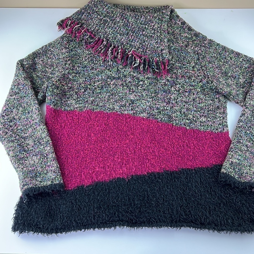 Vintage Spanner Multicolour Slub Knit Sweater with Fringe Neck - Picture 7 of 12